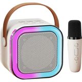 Başkent Tekno K12 Taşınabilir Kablosuz Mikrofonlu Karaoke Mini Bej Bluetooth Hoparlör
