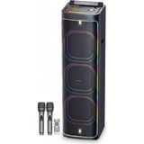 Başkenttekno 2272 Dijital LED Göstergeli Çift Kablosuz Mikrofonlu Rgb Tws Üçlü 12 Inç Stereo Bass Kablosuz Karaoke Hoparlör - Siyah