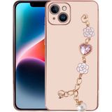 Başkenttekno Apple iPhone 15 Plus Kılıf El Tutamaçlı Kamera Korumalı Taka Silikon Kapak - Pembe