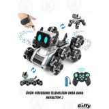 Başkenttekno Bilekten Kontrol 8 Teker Buharlı Şarjlı Köpek Robot Araba Müzikli ve LED Işık Kumandalı Robot Köpek - Gri