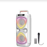 Başkenttekno Bluetooh Hoparlör Kablolu Mikrofonlu Kumandali Radyolu LED Işıklı Parti Speaker D78 - Beyaz