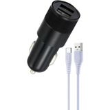 Başkenttekno C03T Type-C 12W Tüm Araçlara Uyumlu Araba Çakmaklık Çift USB Girişli Oto Şarj Aleti Soketi - Gri