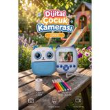 Başkenttekno Dijital Fotoğraf Makineleri Çocuk Termal Resim Kağıt Baskılı Yazıcı Kamera Video Makinesi CMR21 Mavi