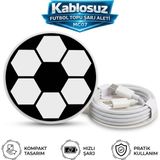 Başkenttekno Fotbol Topu Tasarimli Manyetik Hızlı Kablosuz Şarj Pedi - iPhone Magsafe & Android Uyumlu Şarj Aleti - Beyaz