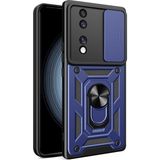 Başkenttekno Honor 70 Kılıf Magnetik Standlı Kamera Korumalı Sürgülü Vega Kapak - Mavi