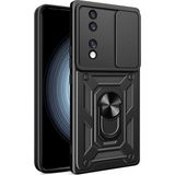 Başkenttekno Honor 70 Kılıf Magnetik Standlı Kamera Korumalı Sürgülü Vega Kapak - Siyah