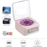 Başkenttekno Nostalji Plak Görünüm Mini Dekor Waves Bt Işıklı Müzik Çalar Saat Tf Kart Aux Özellikli - Pembe