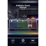 Başkenttekno Oyuncu Klavyesi Rgb Işıklı Mekanik Ergonomik Kablolu Klavye TK13 - Siyah