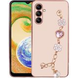 Başkenttekno Samsung Galaxy A04S El Tutamaçlı Kamera Korumalı Taka Silikon Kapak Kılıf - Pembe