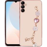 Başkenttekno Samsung Galaxy A14 Kılıf El Tutamaçlı Kamera Korumalı Taka Silikon Kapak Kılıf - Pembe