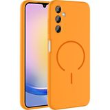 Başkenttekno Samsung Galaxy A25 Kılıf Meta Lansman M-Safe Kamera Korumalı Içi Kadife Yumuşak Renkli Süet Silikon - Turuncu