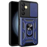 Başkenttekno Samsung Galaxy A25 Kılıf Tank Magnetik Standlı Kamera Korumalı Sürgülü Vega Kapak - Mavi