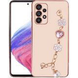 Başkenttekno Samsung Galaxy A33 5g Kılıf El Tutamaçlı Kamera Korumalı Taka Silikon Kapak - Pembe