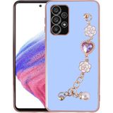 Başkenttekno Samsung Galaxy A52 Kılıf El Tutamaçlı Kamera Korumalı Taka Silikon Kapak - Mor