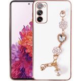 Başkenttekno Samsung Galaxy S20 Fe Kılıf El Tutamaçlı Kamera Korumalı Taka Silikon Kapak - Beyaz