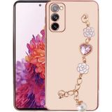 Başkenttekno Samsung Galaxy S20 Fe Kılıf El Tutamaçlı Kamera Korumalı Taka Silikon Kapak - Pembe