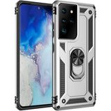 Başkenttekno Samsung Galaxy S21 Ultra Kılıf Vega Tank Sert Yüzüklü Standlı Zırh Koruma Kapak - Gri