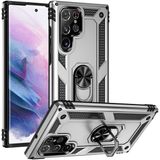 Başkenttekno Samsung Galaxy S22 Ultra Kılıf Vega Tank Sert Yüzüklü Standlı Zırh Koruma Kapak - Gri