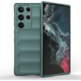 Başkenttekno Samsung Galaxy S23 Ultra Kılıf Esnek Tpu Oyuklu Arka Yüzey Tasarımlı Etnik Silikon Kapak - Koyu Yeşil