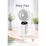 Başkenttekno Şarjlı Masaüstü Vantilatör Dijital Göstergeli 90 Derece Katlanabilir Mini Fan F19 - Beyaz