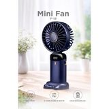 Başkenttekno Şarjlı Masaüstü Vantilatör Dijital Göstergeli 90 Derece Katlanabilir Mini Fan F19 - Lacivert