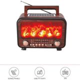 Başkenttekno Şömine Görünümlü Solar Güneş Enerji Ahşap Nostalji Bluetooth USB Sd Mp3 Radyo Müzik Kutusu - Koyu Kahverengi