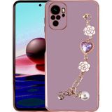 Başkenttekno Xiaomi Redmi Note 10S Kılıf El Tutamaçlı Kamera Korumalı Taka Silikon Kapak Kılıf - Mor