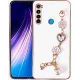 Başkenttekno Xiaomi Redmi Note 8 Kılıf El Tutamaçlı Kamera Korumalı Taka Silikon Kapak - Beyaz