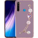 Başkenttekno Xiaomi Redmi Note 8 Kılıf El Tutamaçlı Kamera Korumalı Taka Silikon Kapak - Mor