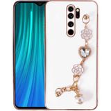 Başkenttekno Xiaomi Redmi Note 8 Pro Kılıf El Tutamaçlı Kamera Korumalı Taka Silikon Kapak - Beyaz