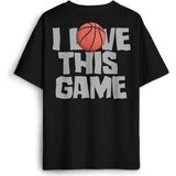 Basketball I Love This Game Basketbol Spor Baskılı Oversize T-Shirt Siyah Unisex Tişört - 2XL
