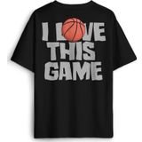 Basketball I Love This Game Basketbol Spor Baskılı Oversize T-shirt Siyah Unisex Tişört