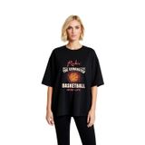 Basketbol Annesi Hakkı Baskılı Kadın Oversize Tişört