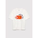 Basketbol Baskılı Ekru Tişört Oversize/Geniş Kesim 6610459-70057