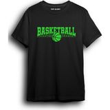 Basketbol Baskılı Özel Tasarım Yeşil Baskılı Tişört Basketball T-Shirt BASKLL2008 - 3XL - Siyah