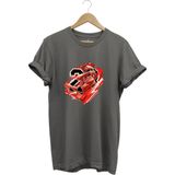 Basketbol Tasarım Kalpli Jordan Basketçi Baskılı %100 Pamuk T-Shirt - 3XL - Antrasit
