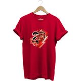 Basketbol Tasarım Kalpli Jordan Basketçi Baskılı %100 Pamuk T-Shirt - Kırmızı