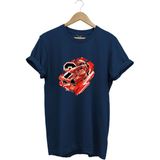 Basketbol Tasarım Kalpli Jordan Basketçi Baskılı %100 Pamuk T-Shirt - Lacivert
