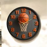 Basketbol Top Pota Renkli Baskı Desenli Sayılı Hediyelik Ahşap Sessiz Tablo Duvar Saati 59 Renkli