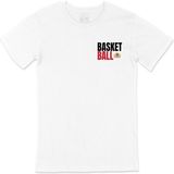 Basketbol Topu Cep Tasarım Baskılı Beyaz Tişört - 4XL