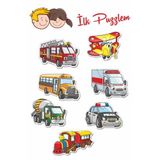 Baskı Atölyesi Baby Puzzle Sevimli Araçlar, Itfaiye, Ambulans, Helikopter, Tren, Polis, Otobüs, Çimento Kamyonu 1692