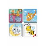 Baskı Atölyesi Kedi, Helikopter, Aydede Ve Fil, Arı 4 Parça 4'lü Yapboz Ilk Puzzle, Kolay Puzzle