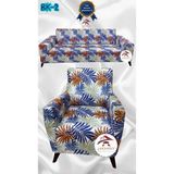 Baskı Desenli Elastik Esnek Kadife Koruyucu Giydirme Koltuk Örtüsü - Bk-02 - 3+1 (2 Parça Set) - 10 x 10 cm - Mor