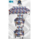 Baskı Desenli Elastik Esnek Kadife Koruyucu Giydirme Koltuk Örtüsü - Bk-02 - 3+1+1 (3 Parça Set) - 10 x 10 cm - Mor