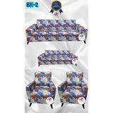 Baskı Desenli Elastik Esnek Kadife Koruyucu Giydirme Koltuk Örtüsü - Bk-02 - 3+2+1+1 (4 Parça Set) - 10 x 10 cm - Mor