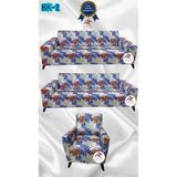 Baskı Desenli Elastik Esnek Kadife Koruyucu Giydirme Koltuk Örtüsü - Bk-02 - 3+3+1 (3 Parça Set) - 10 x 10 cm - Mor