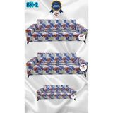 Baskı Desenli Elastik Esnek Kadife Koruyucu Giydirme Koltuk Örtüsü - Bk-02 - 3+3+2 (3 Parça Set) - 10 x 10 cm - Mor