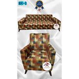 Baskı Desenli Elastik Esnek Kadife Koruyucu Giydirme Koltuk Örtüsü - Bk-03 - 3+1 (2 Parça Set) - 10 x 10 cm - Sarı