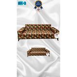 Baskı Desenli Elastik Esnek Kadife Koruyucu Giydirme Koltuk Örtüsü - Bk-03 - 3+2 (2 Parça Set) - 10 x 10 cm - Sarı