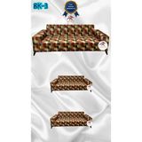 Baskı Desenli Elastik Esnek Kadife Koruyucu Giydirme Koltuk Örtüsü - Bk-03 - 3+2+2 (3 Parça Set) - 10 x 10 cm - Sarı